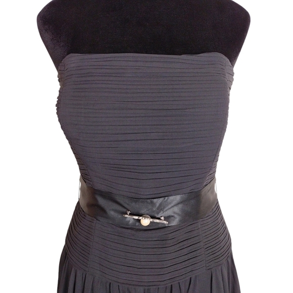 Max and Cleo Strapless Black Silk Mini Dress with Bodice Boning Size 6 - Picture 5 of 11